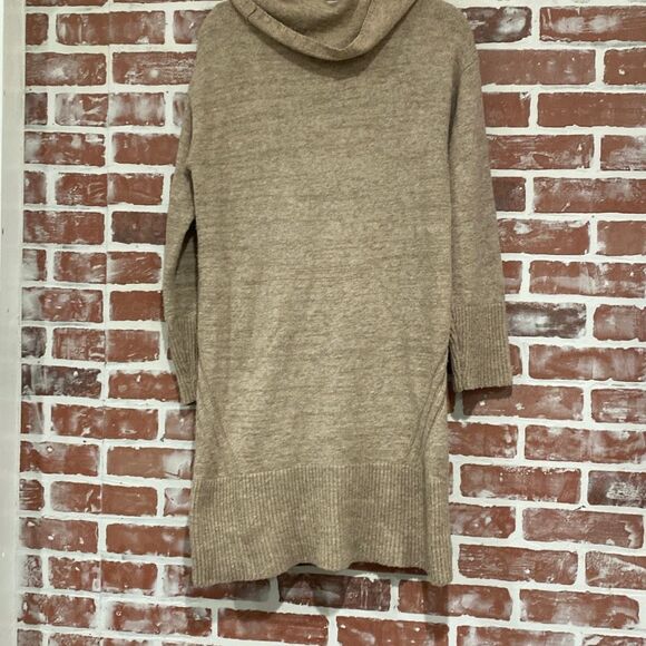A1 Anthropologie Tan Brown Soft Cowl Neck Sweater Dress Medium GUC - Picture 2 of 7